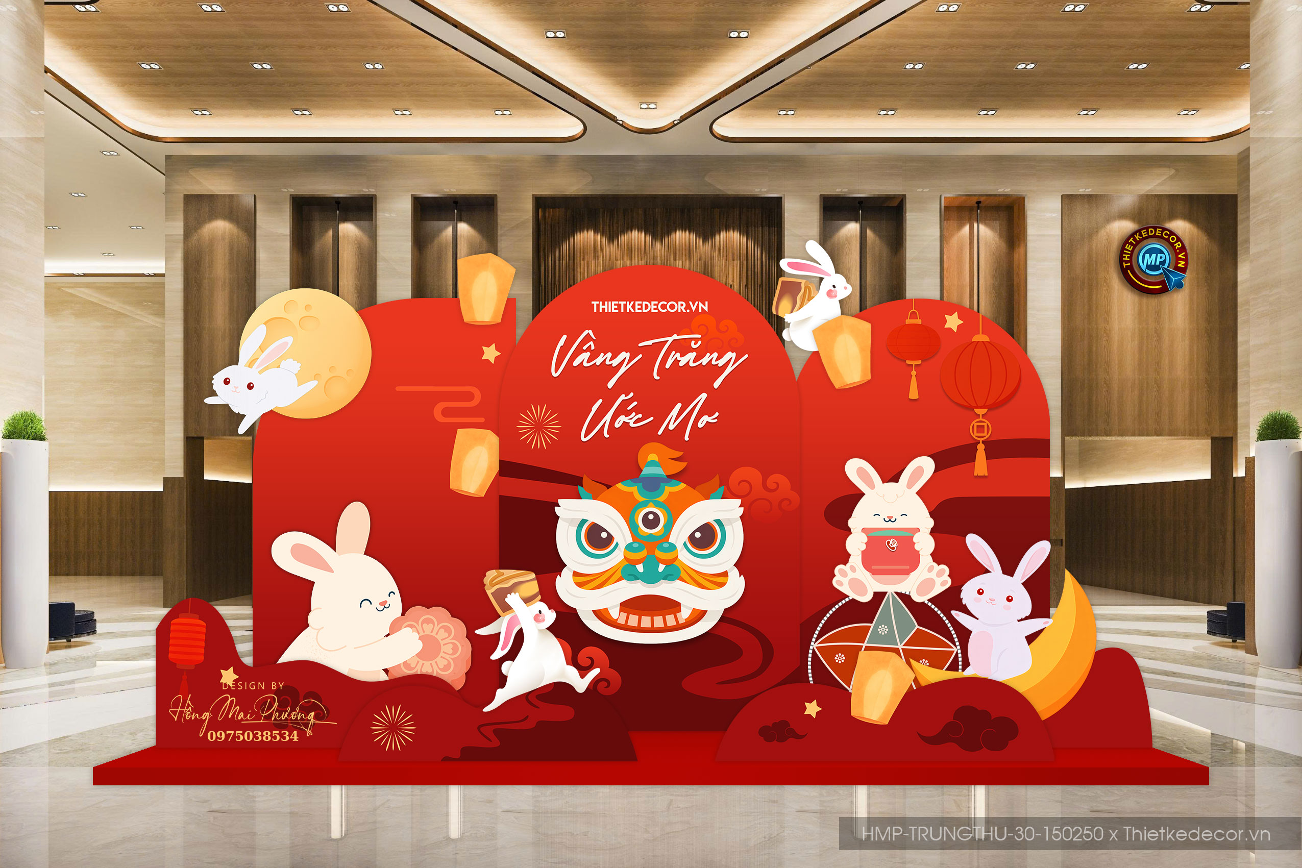 Vầng trăng ước mơ. Trang trí Trung Thu đại sảnh Mall, Chung cư, Nhà Hàng, Khách Sạn Sang trọng trọng.